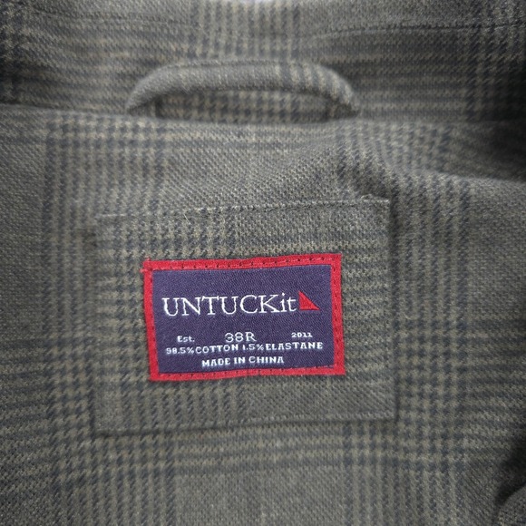 UNTUCKit Blazer Mens 38R Green Plaid Rothberg Stretch Cotton Sport Coat Jacket - Picture 5 of 16